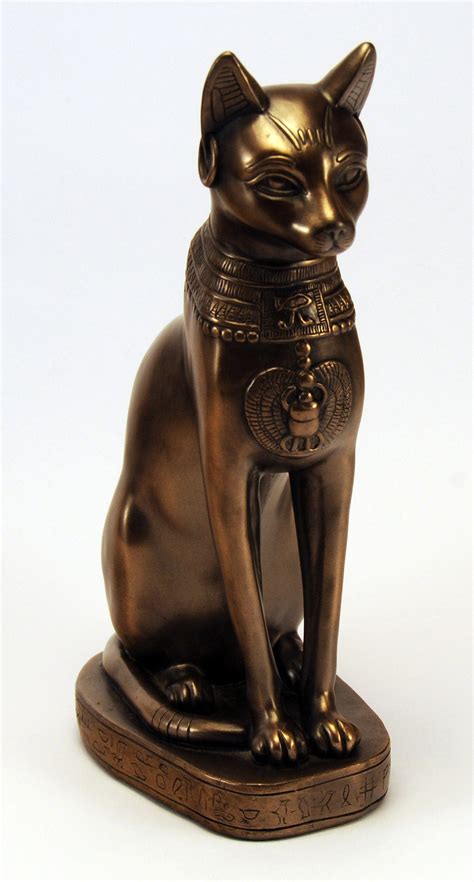 Egyptian Bastet Cat Figurine Brass Finish Katoomie