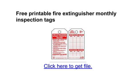 Monthly fire extinguisher inspection checklist. Free printable fire extinguisher monthly inspection tags ...