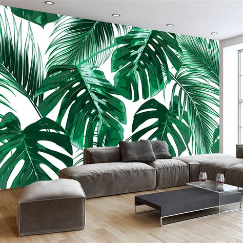 Modern Simple Fresh Rain Forest Plant Mural Wallpaper