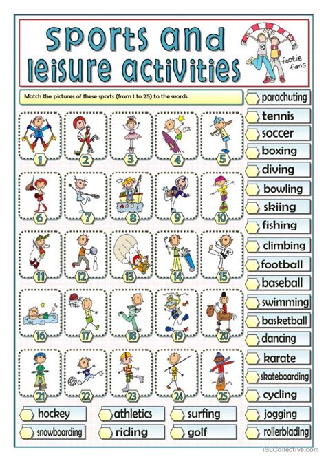 Sports And Leisure Activities English Esl Worksheets Pdf And Doc