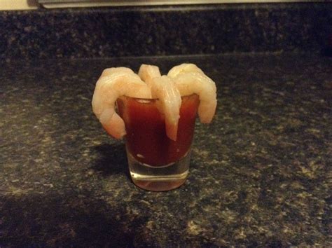 1) a very yikes shot glass. Shrimp hors d'oeuvres served with cocktail sauce in a shot glass. Perfect individual serving for ...