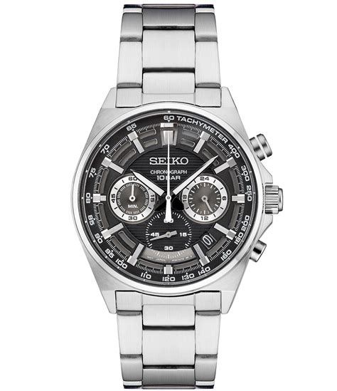 seiko men s essentials quartz chronograph stainless steel bracelet watch dillard s