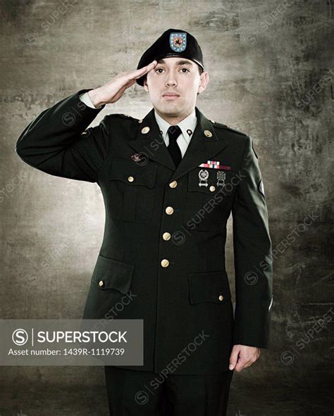 Portrait Of A Soldier Saluting Superstock