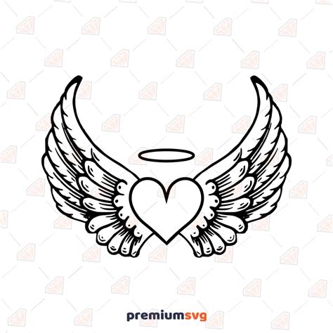 Angel Wings With Heart Svg Angel Wings Svg Instant Download Premiumsvg
