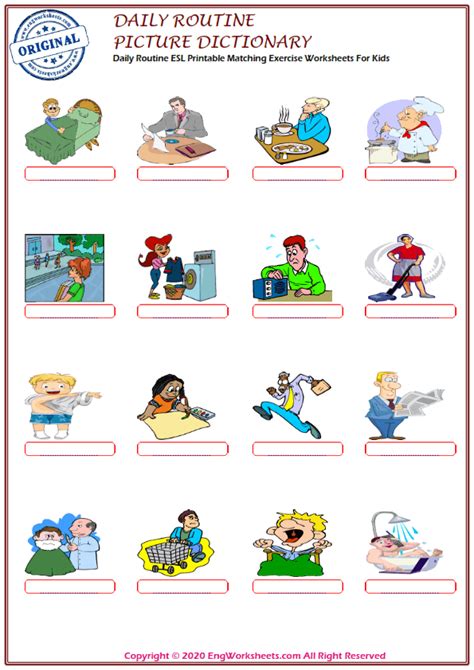 Daily Routine Printable English Esl Vocabulary Worksheets 1