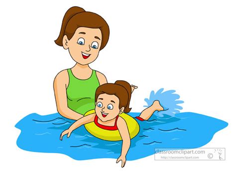 Swimming Clipart Swimming Instructer Teaching Young Child To Swim
