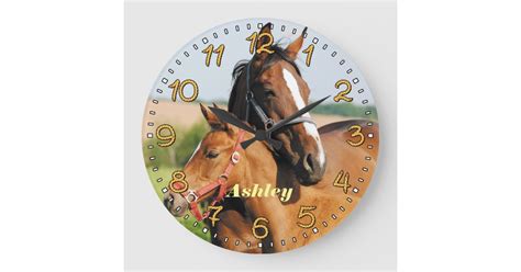 Horse And Foal Personalizable Wall Clock Zazzle