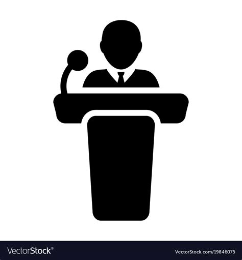 Public Speaking Icon Male Person On Podium Vector Image