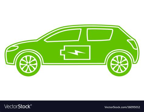 Green Hybrid Car Icon Electric Powered Royalty Free Vector
