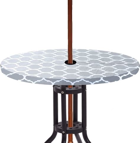 Sowinlar Round Outdoor Tablecloth With Umbrella Hole