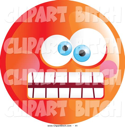 Clip Vector Art Of A Crazy Mad Orange Emoticon Face And Weird Eyes By