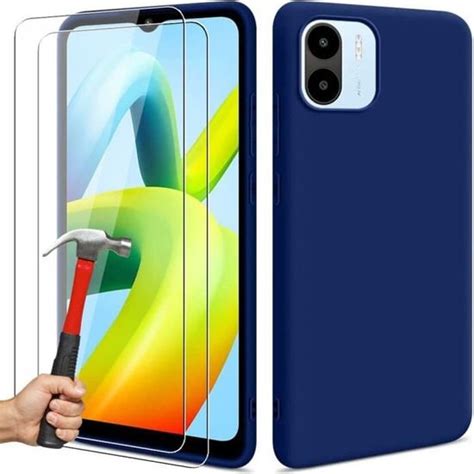 Coque Pour Xiaomi Redmi A A Bleu Avec Verres Tremp S Anti Rayures