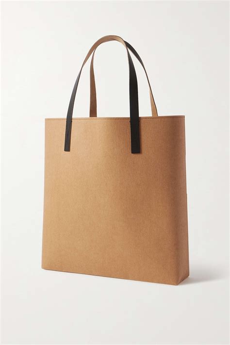 Marni Shopping Two Tone Leather Trimmed Canvas Tote Net A Porter