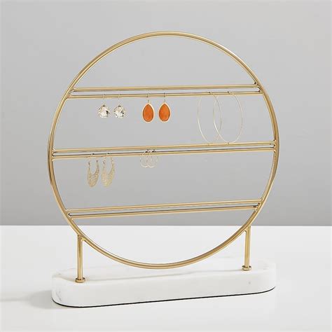 Marble And Gold Earring Holder Marble And Gold Jewelry Stand