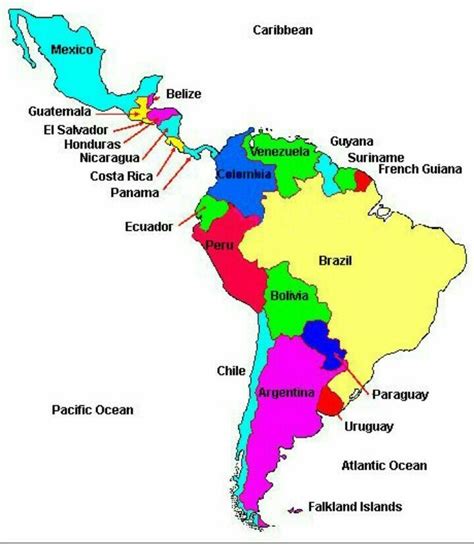 Printable Map Of Latin America