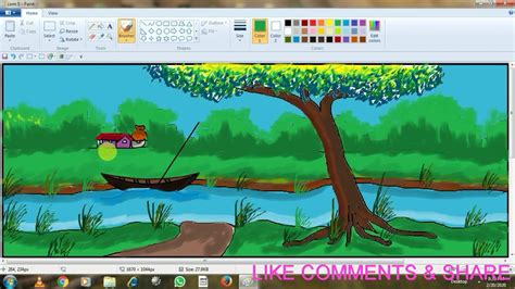 How To Draw A Landscape Painting In Computer Simple Painting In Ms