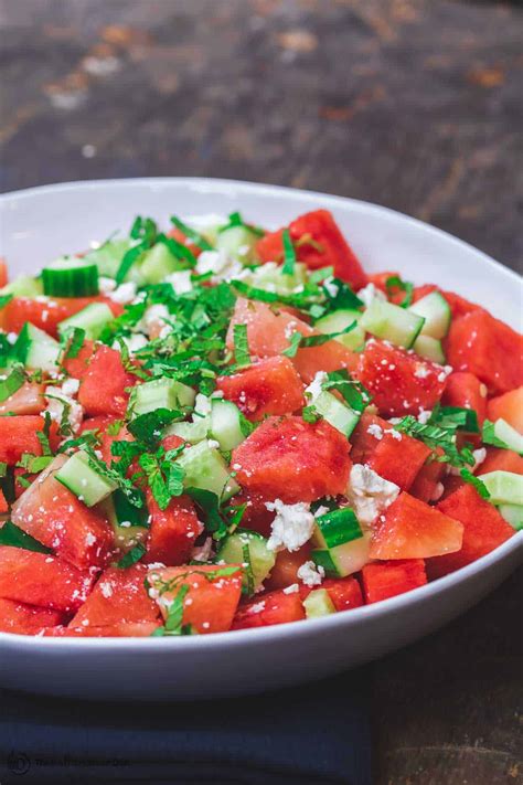 Watermelon Salad With Cucumber And Feta The Mediterranean Dish