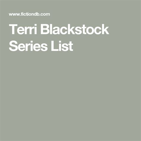 Terri Blackstock Series List Terri Blackstock Books To Read Good Books