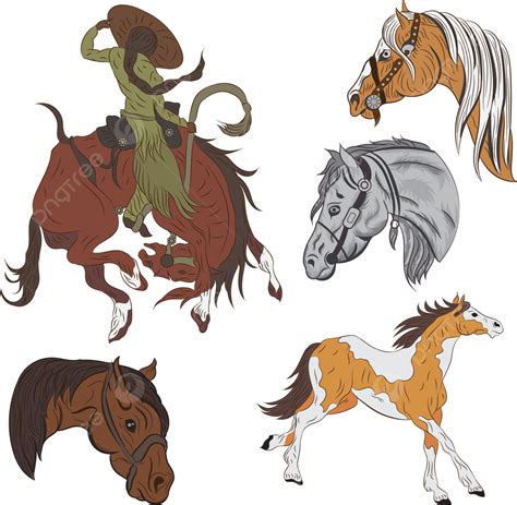Cowboy Horses Set Cowboy Horses Animals Png And Vector With