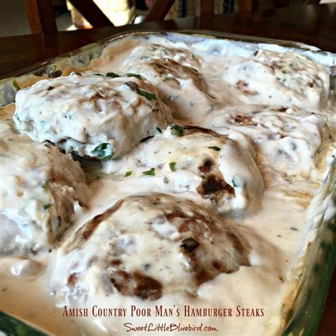 With only five ingredients, this meal comes together beautifully and in no time at all. Amish Country Poor Man's Hamburger Steaks | Amish recipes ...