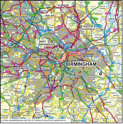 City Map Of Birmingham Uk