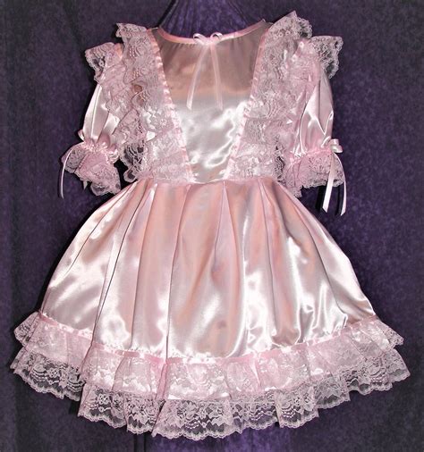 Fancy Pink Satin Sissy Dress Lolita Adult Baby Cross Dresser Custom