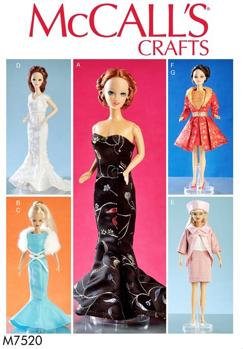 Sewing Pattern 11 1 2 Inch Fashion Doll Formal Gown Pattern Barbie Size Coat And Hat Pattern