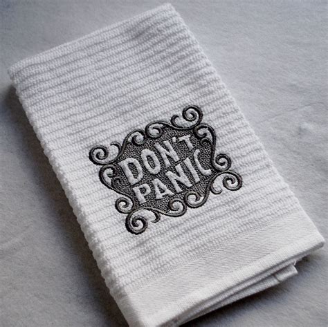 Dont Panic Hitchhikers Towel Silver By Fabulouslyfierce On Etsy