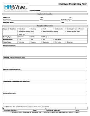 Printable Employee Write Up Form Templates Fillable Samples In