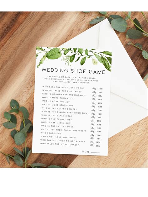 Wedding Shoe Game Instant Download Wedding Game He Said She Etsy