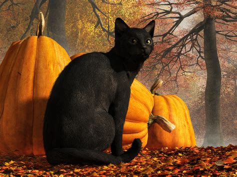Black Cat At Halloween By Deskridge On Deviantart