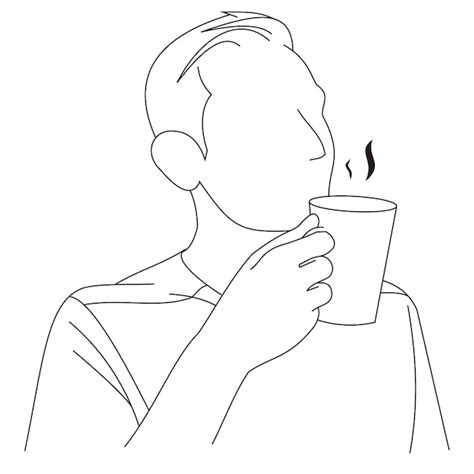 Premium Vector A Man Sipping And Drinking His Morning Coffee Happy