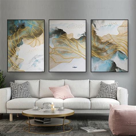 Pieces Original Acrylic Painting On Canvas Framed Abstract Painting