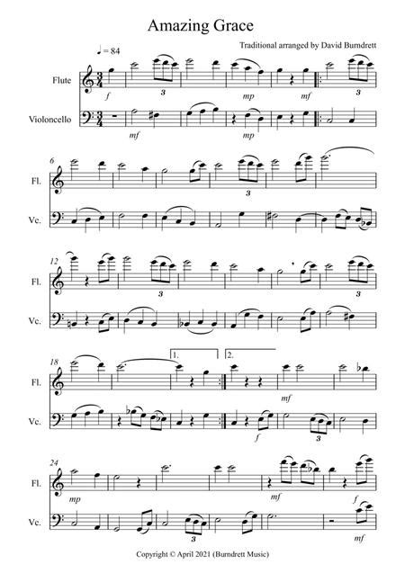 Amazing Grace For Flute And Cello Duet By Traditional Digital Sheet