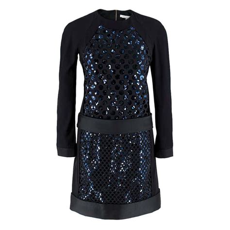 Victoria Victoria Beckham Black Laser Cut Sequin Mini Dress Size Us 2