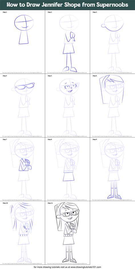 How To Draw Jennifer Shope From Supernoobs Printable Step By Step