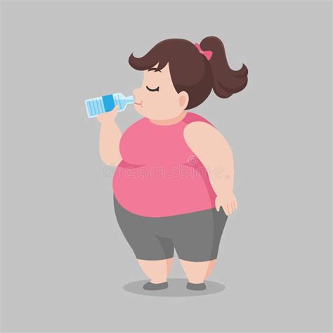 Big Fat Woman Drinking Fresh Water Stock Vector Illustration Of Clean