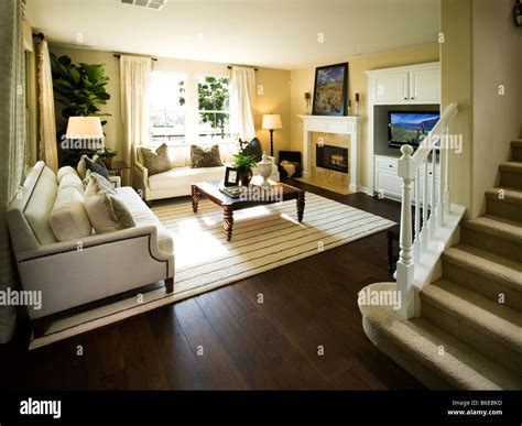 Interior Traditional Living Room With Staircase Stock Photo Alamy