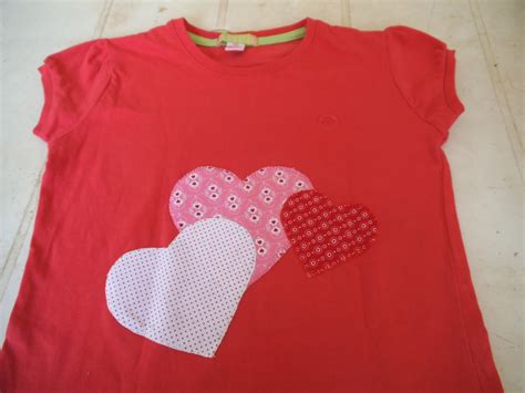 Labores Y Patchwork Camiseta De Corazones Patchwork Con Aplicaciones