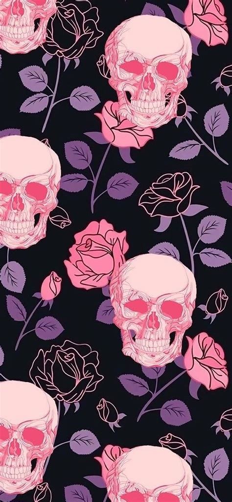 2k Free Download Skulls And Roses Dark Flowers Pink Purple Rose