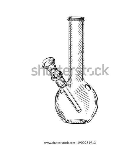 Hand Drawn Sketch Glass Bongs Weed Stock Vector Royalty Free