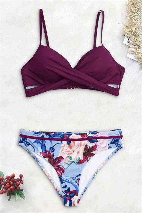 Cupshe Women S Wrap Top Floral Bottom Bathing Suit Two Multi Color Size 8 0 Q4 Ebay