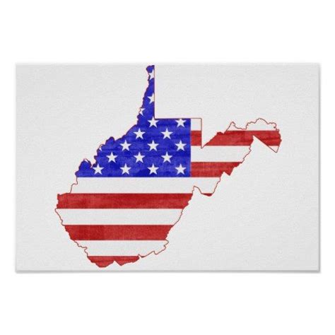 West Virginia Outline Map Shaped American Flag Poster