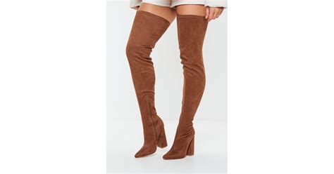 missguided brown over the knee boots lyst