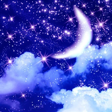 Star And Moon Backdrop Night Sky Shiny Stars Printed