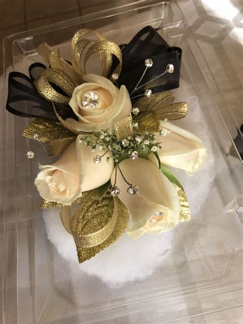 Gold And Black Corsage Prom Flowers Corsage Gold Corsage Prom