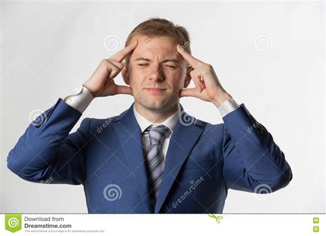 Businessman Holding Head With A Headache Stock Image Image Of Upset