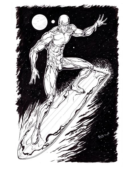 Silver Surfer 11 X 17 Ink Drawing Etsy