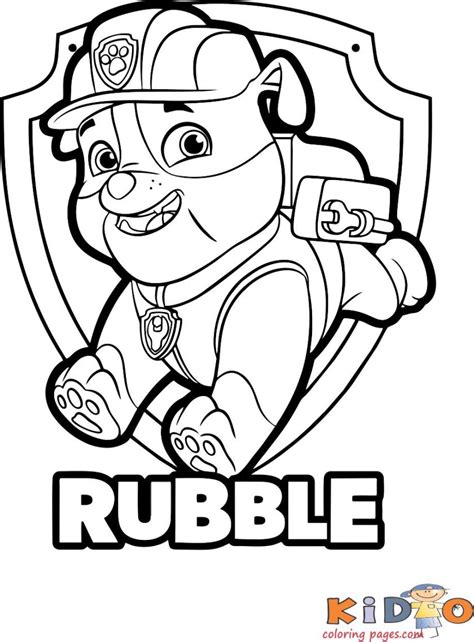 Paw Patrol Rubble Coloring Pages To Print Kids Coloring Pages