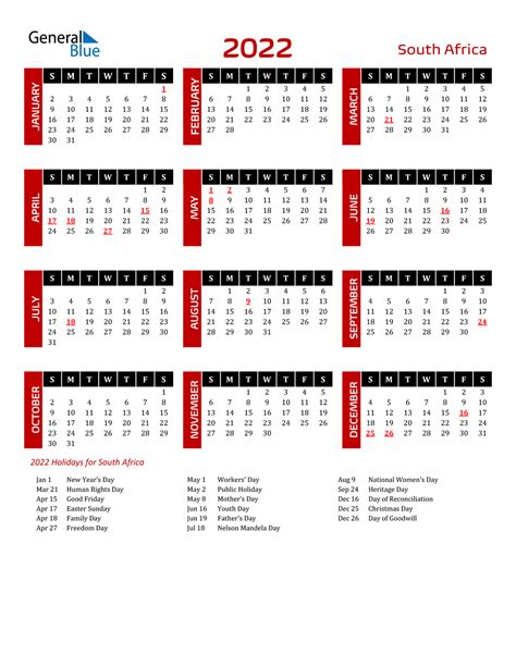 Download Calendar 2022 South Africa With Holidays Png My Gallery Pics